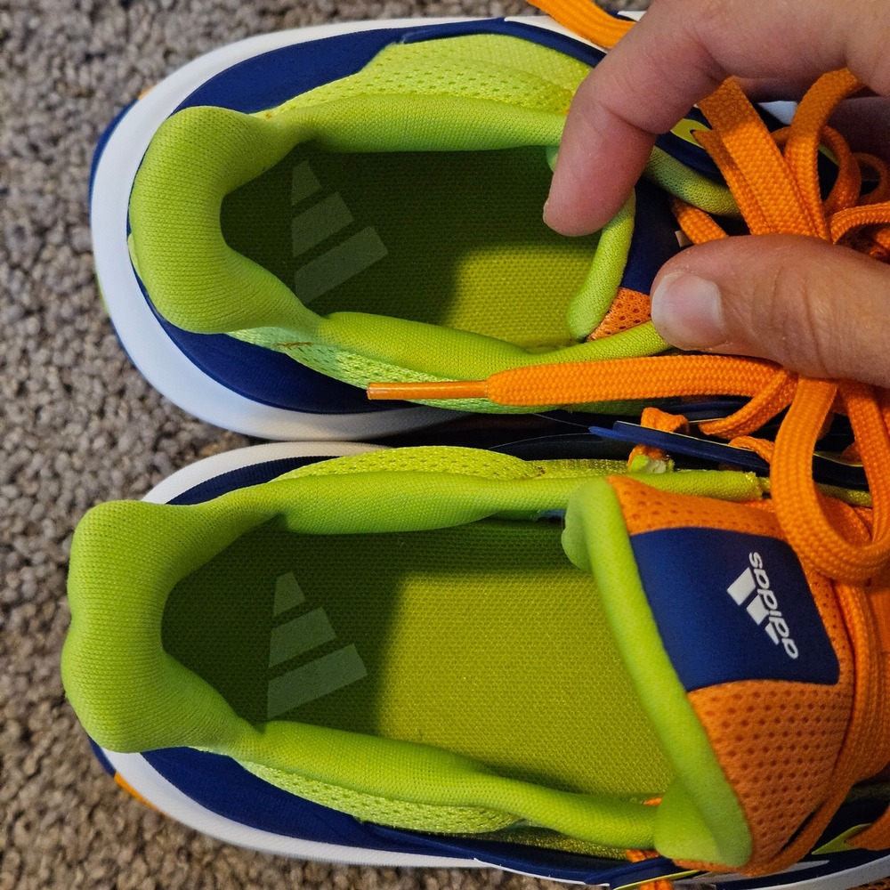 Adidas Kids Ubounce DNA Shoes Boys Size 5 Crew Orange Solar Slime Sneakers Neon - Picture 9 of 10